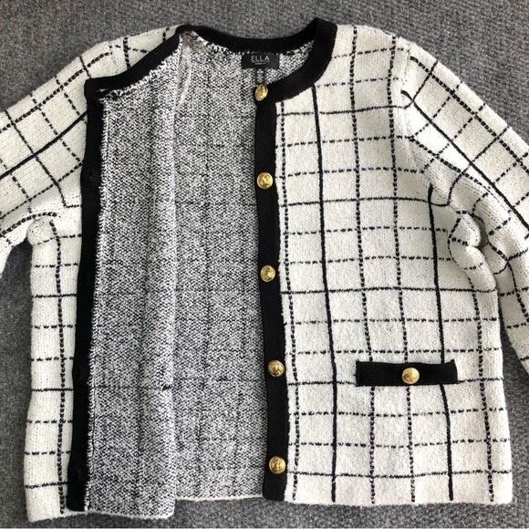 Ella Rafaella size 2X windowpane plaid button up cardigan - Picture 7 of 14
